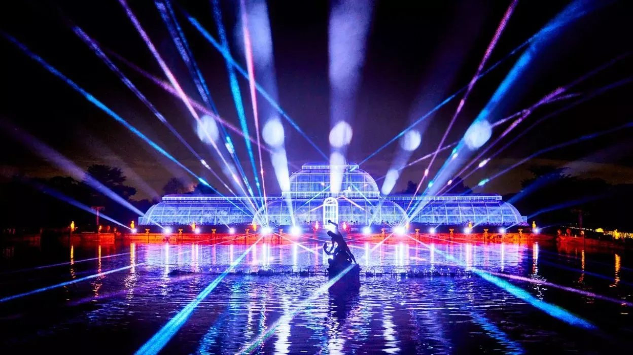 Palm House light show at Christmas at Kew