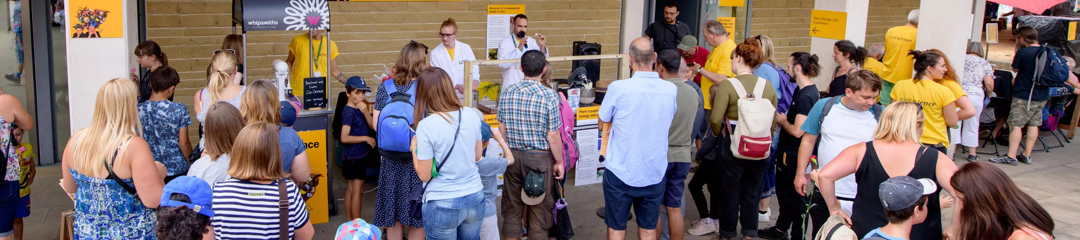 The Kew Science Festival Crowd standing around Cryo corner at Kew Science festival