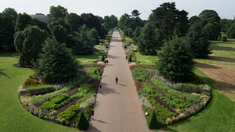 Aerial view of the Great Broad Walk Borders © RBG Kew