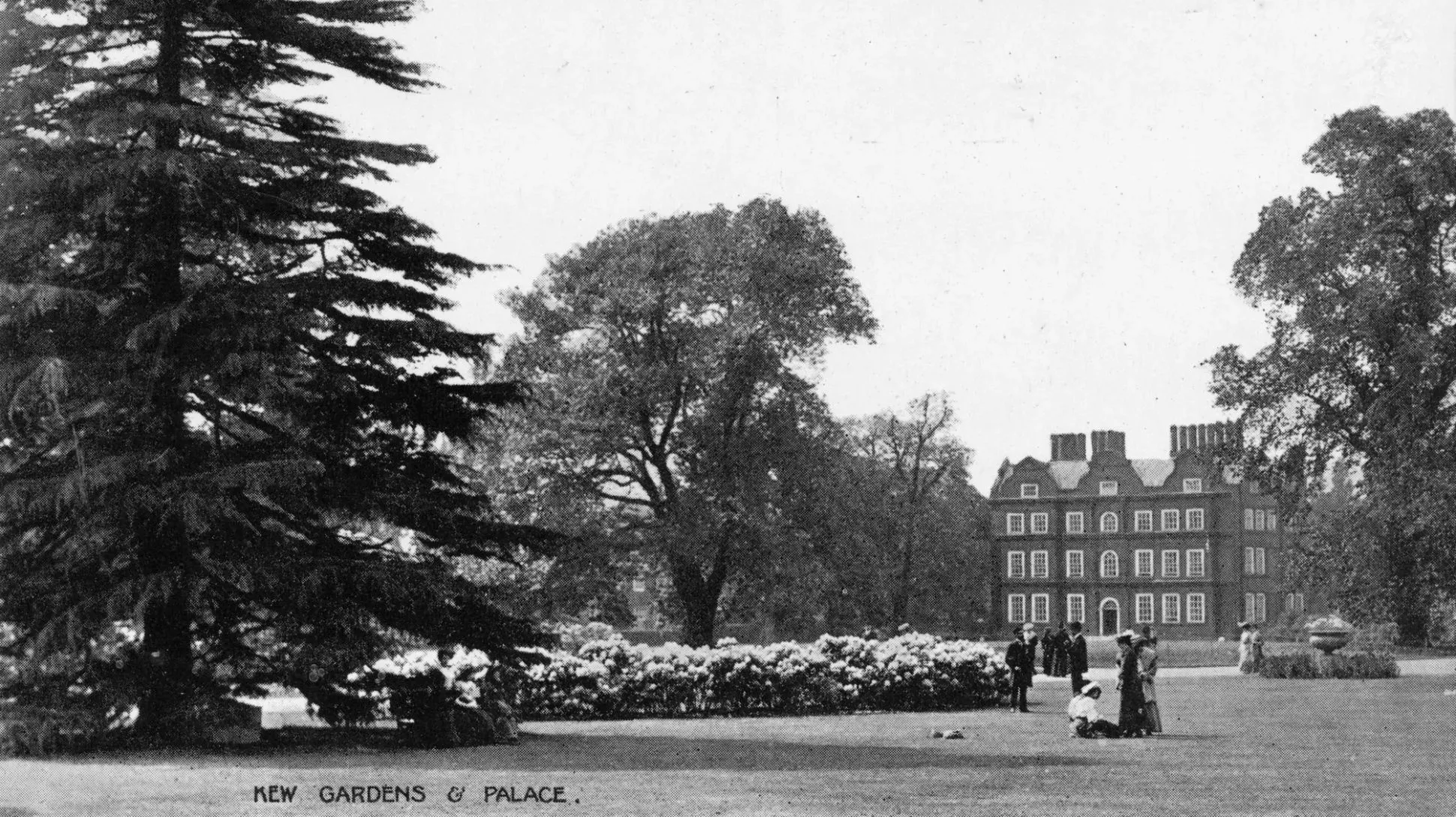 An archive photo of Kew Palace A black and white photo of Kew Palace