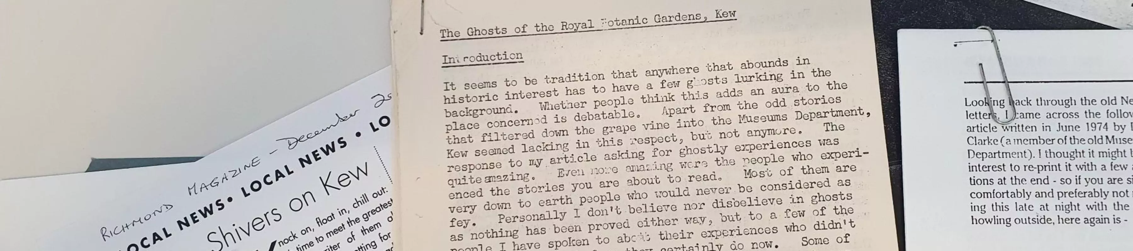 The Supernatural file (K 9 (398.4) from the Kew Archives, Isabel Lauterjung © RBG Kew A collection of spooky stories written on papers