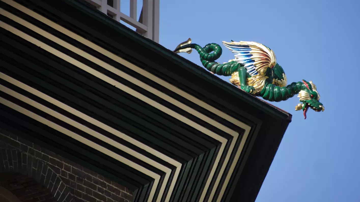 Dragon on the restored Pagoda