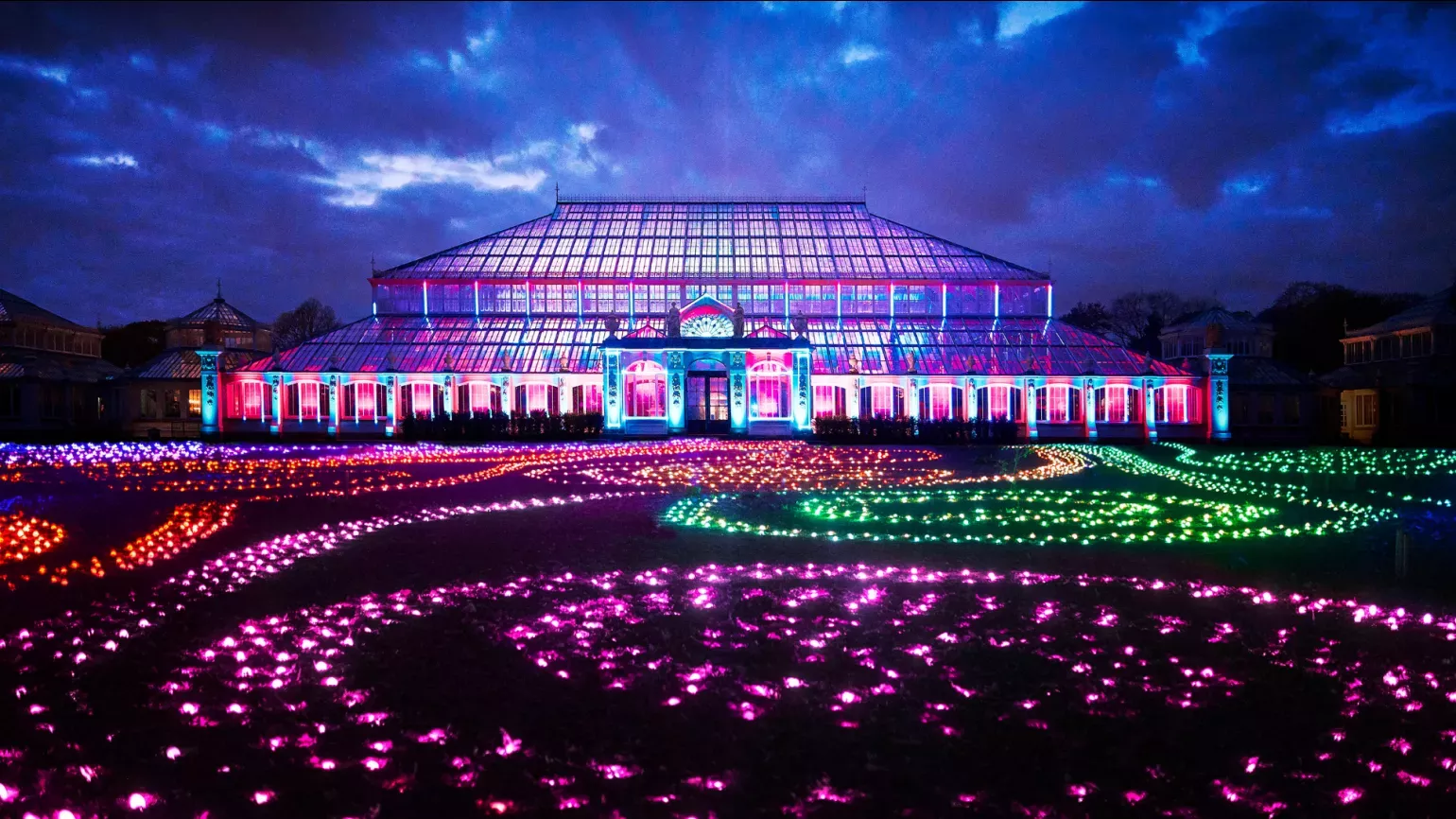 Sea of Light installation outside Temperate House at Christmas at Kew Sea of Light installation outside Temperate House at Christmas at Kew